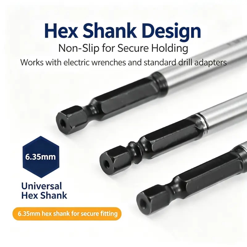 8PCS High Carbon Steel Wood Drill Bits Set, 4-Flute Hex Shank Wood Boring Bits 10-25mm for Timber Plastic Drilling
