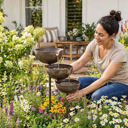 Cascading Rain Catcher Birdbath