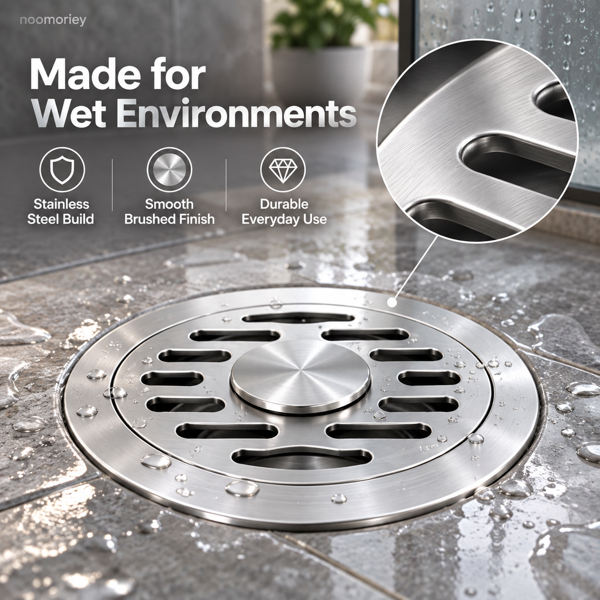 Stainless Steel Floor Drain with Odor-Blocking Core & Fast Drainage