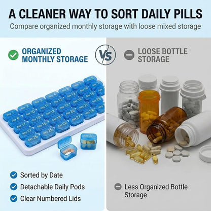 31-Day Pill Organizer Tray Monthly Medication & Vitamin Tracker for Daily Wellness