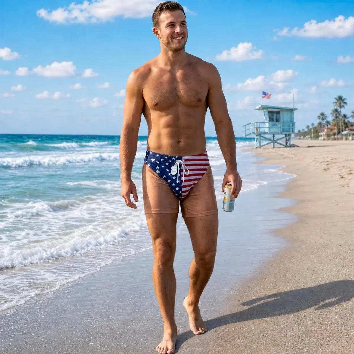 Funny Patriotic Men Swim Trunks - Personalized Birthday Gifts For Husband, Son, Grandson, Brother, Grandpa, Dad