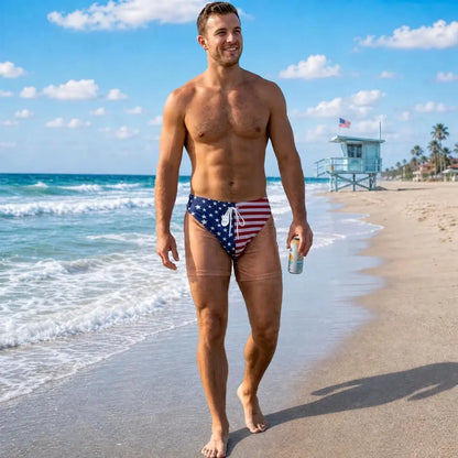 Funny Patriotic Men Swim Trunks - Personalized Birthday Gifts For Husband, Son, Grandson, Brother, Grandpa, Dad