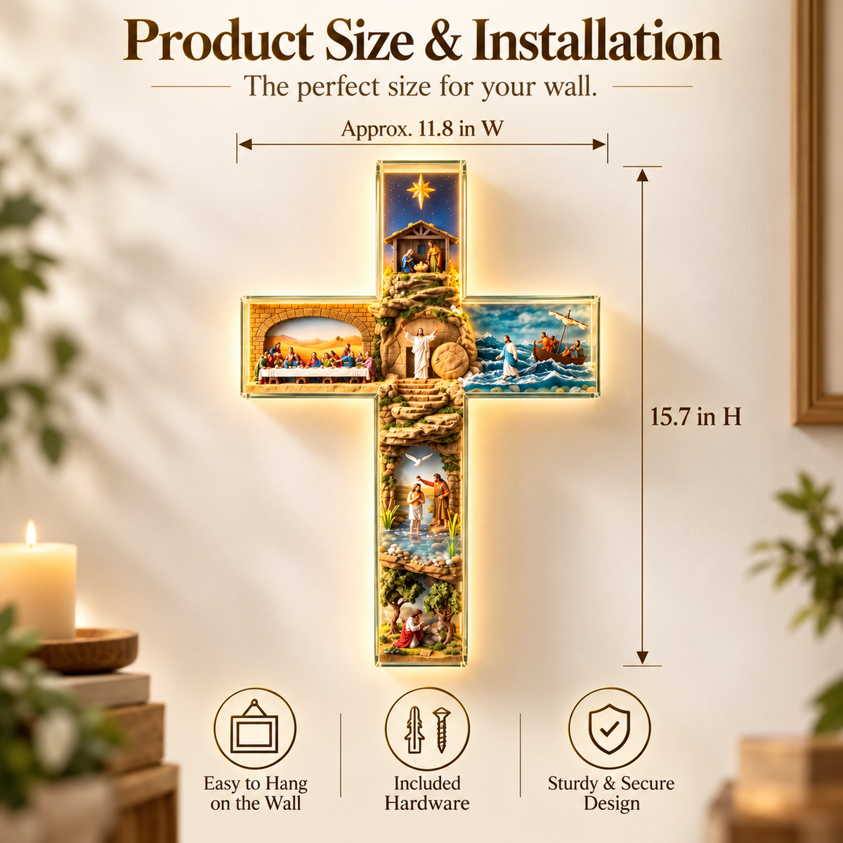 The Vigil Cross Illuminated Biblical Story Wall Cross