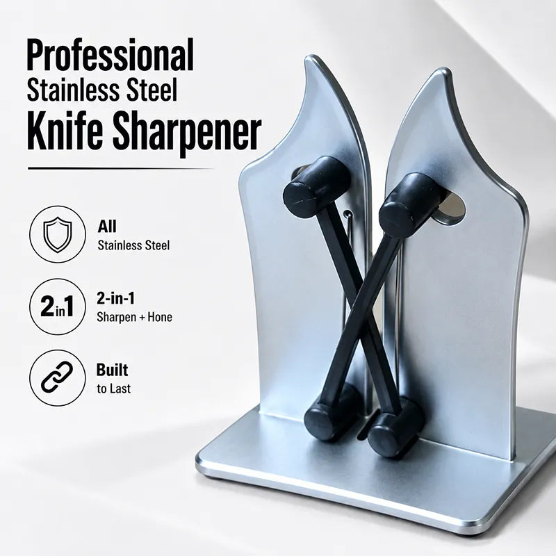 Professional Stainless Steel Knife Sharpener Fast Sharpening for Smooth, Wavy & Micro-Tooth Blades, Adjustable 16 -32