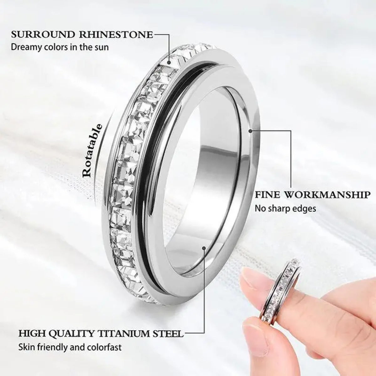 Titanium Steel Spinner Fidget Ring