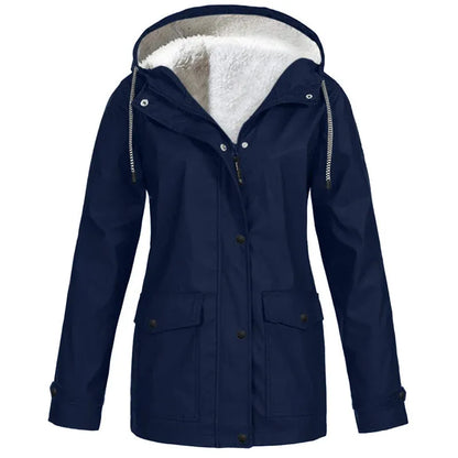 Women's Plush-Lined Windproof Hooded Jacket