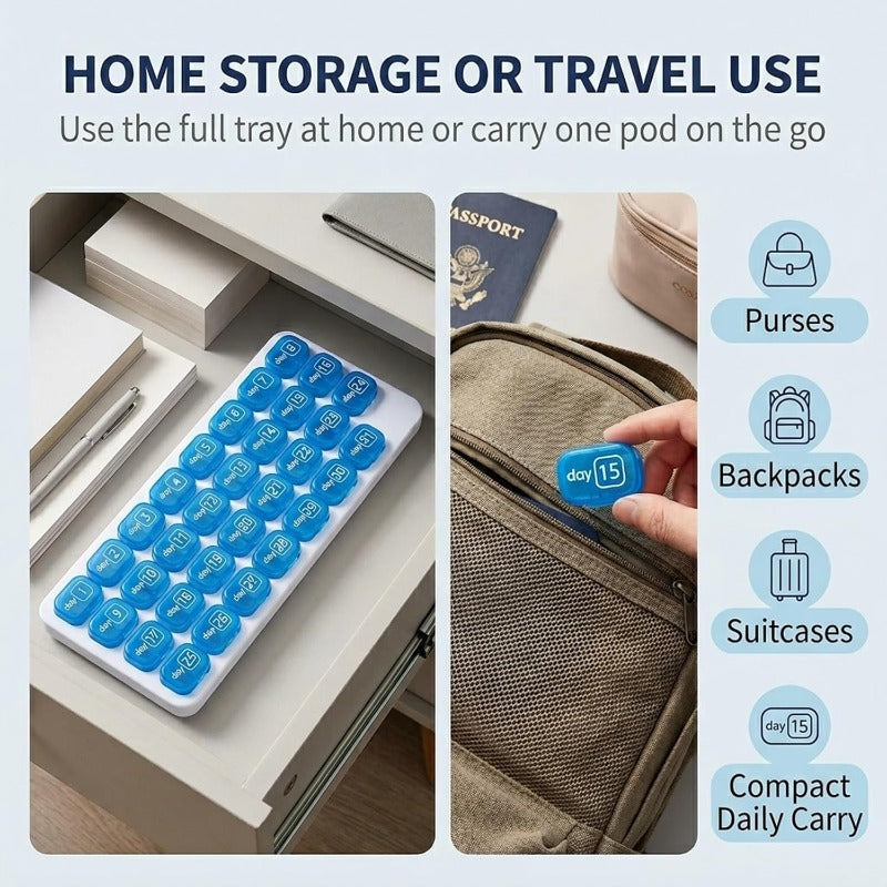 31-Day Pill Organizer Tray Monthly Medication & Vitamin Tracker for Daily Wellness