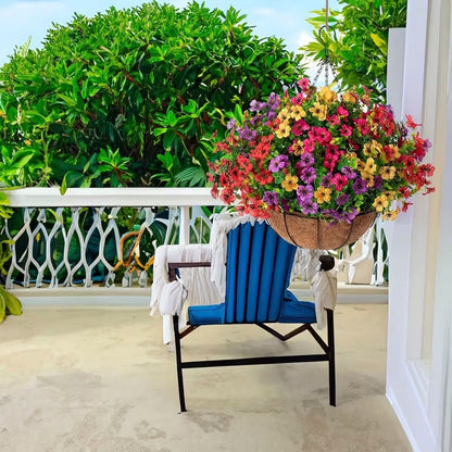 Simulated Hanging Flower Basket No Watering. No Wilting. Just Perfect Blooms