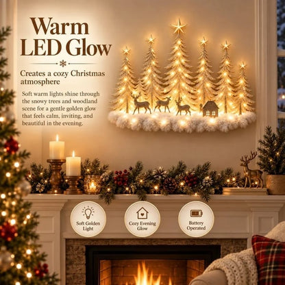 Step Into an Enchanted Winter Grove: Lighted Christmas Woodland Forest Wall Decor