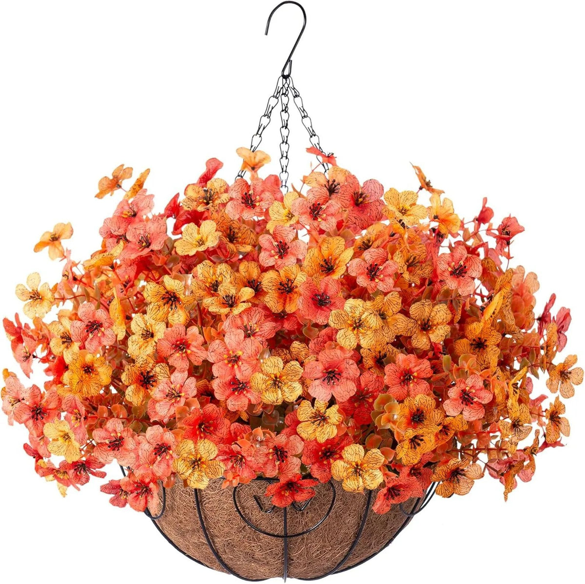 Simulated Hanging Flower Basket No Watering. No Wilting. Just Perfect Blooms