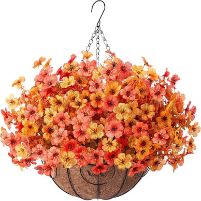 Simulated Hanging Flower Basket No Watering. No Wilting. Just Perfect Blooms