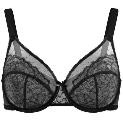 Floral Lace Plus Size Underwire Unlined Unpadded Minimizer Full Coverage Bra