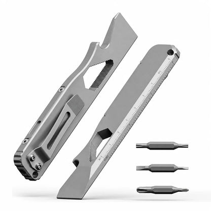 TC4 Titanium EDC Multitool with Pry Bar & Screwdriver Bits