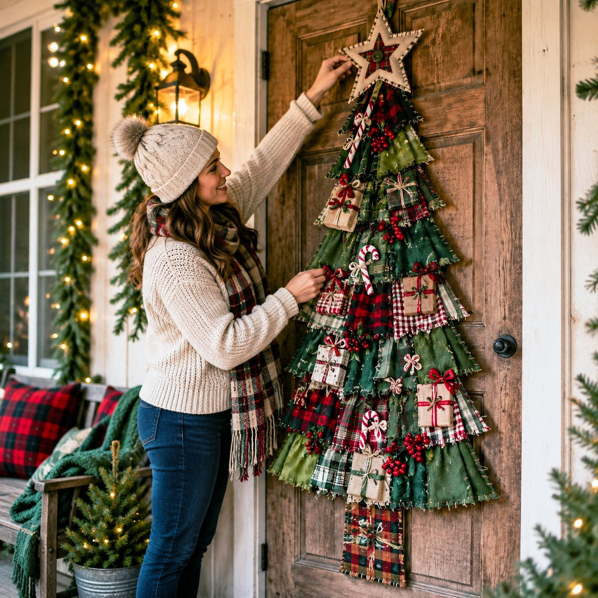Beginner-Friendly DIY Oversized Patchwork Christmas Tree Door Hanging Kit