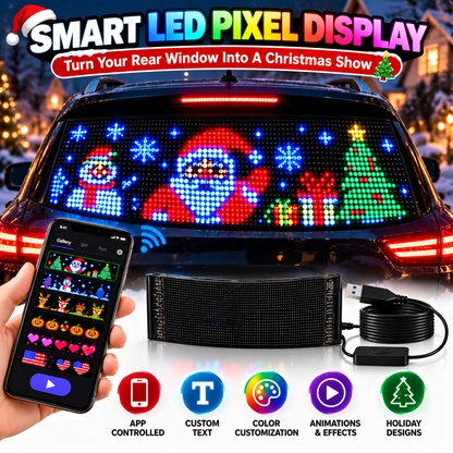 Smart LED Pixel Car Display App-Controlled Custom Text, Colors & Animations!