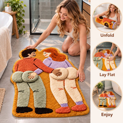 Cheeky Couple 3D Plush Bath Mat Funny Statement Rug