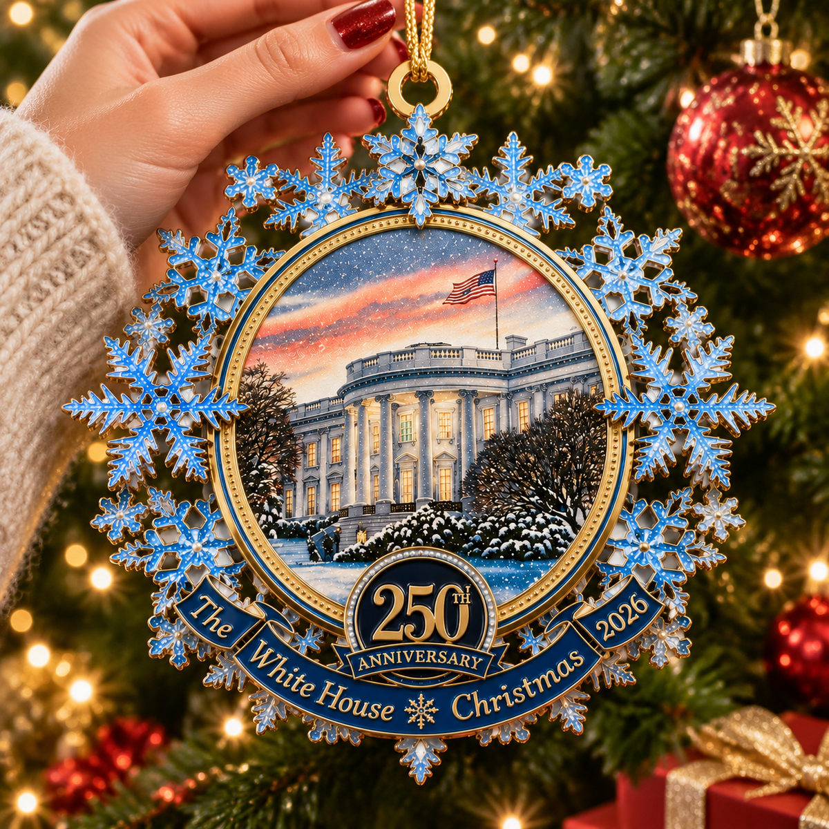 Last 30pcs Limited anniversary edition! White House 250th Anniversary Commemorative Snowflake Ornament