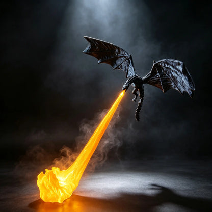 3D Printed Illuminated Dragon Flame Book Nook, Mystical Fantasy Bookshelf Decor with LED Light
