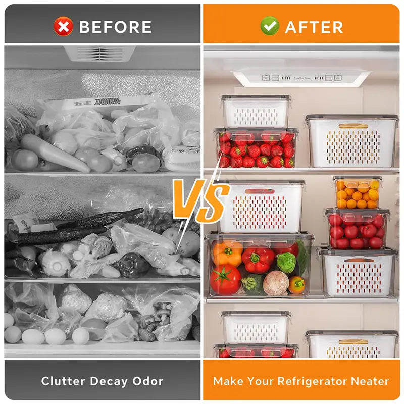 🍓 Refrigerator Food Storage Containers – Keep Fruits Fresh