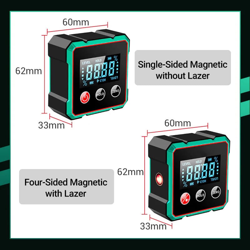 2025 Magnetic Digital Angle Finder with Electronic Laser