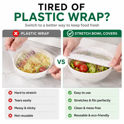 Disposable Elastic Stretch Food Covers 100PCS | Quick Food Storage for Bowls & Plates