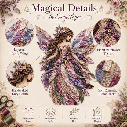 Premium Fairy Patchwork DIY Kit | High-Quality Layered Fabric with Floral Wings DIY Handmade Fantasy Wall Decor
