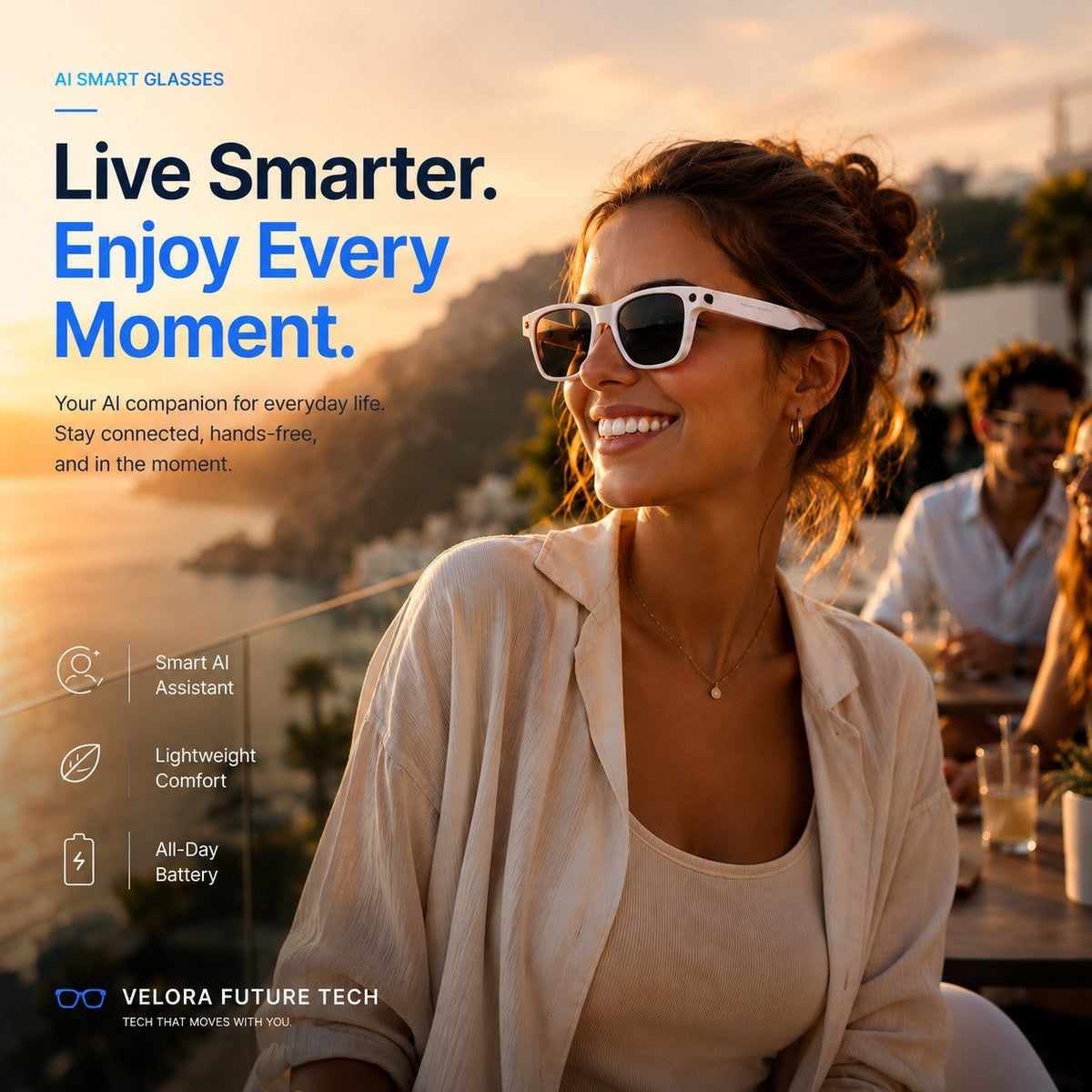 AI Smart Glasses 4K POV Camera | Multi-Language Translation & AR Navigation
