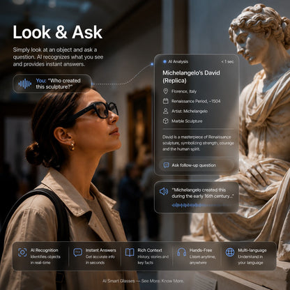 AI Smart Glasses 4K POV Camera | Multi-Language Translation & AR Navigation