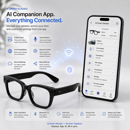 AI Smart Glasses 4K POV Camera | Multi-Language Translation & AR Navigation