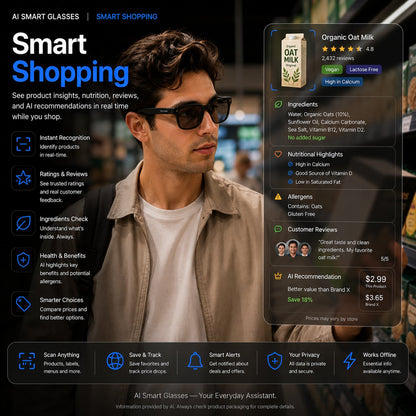 AI Smart Glasses 4K POV Camera | Multi-Language Translation & AR Navigation
