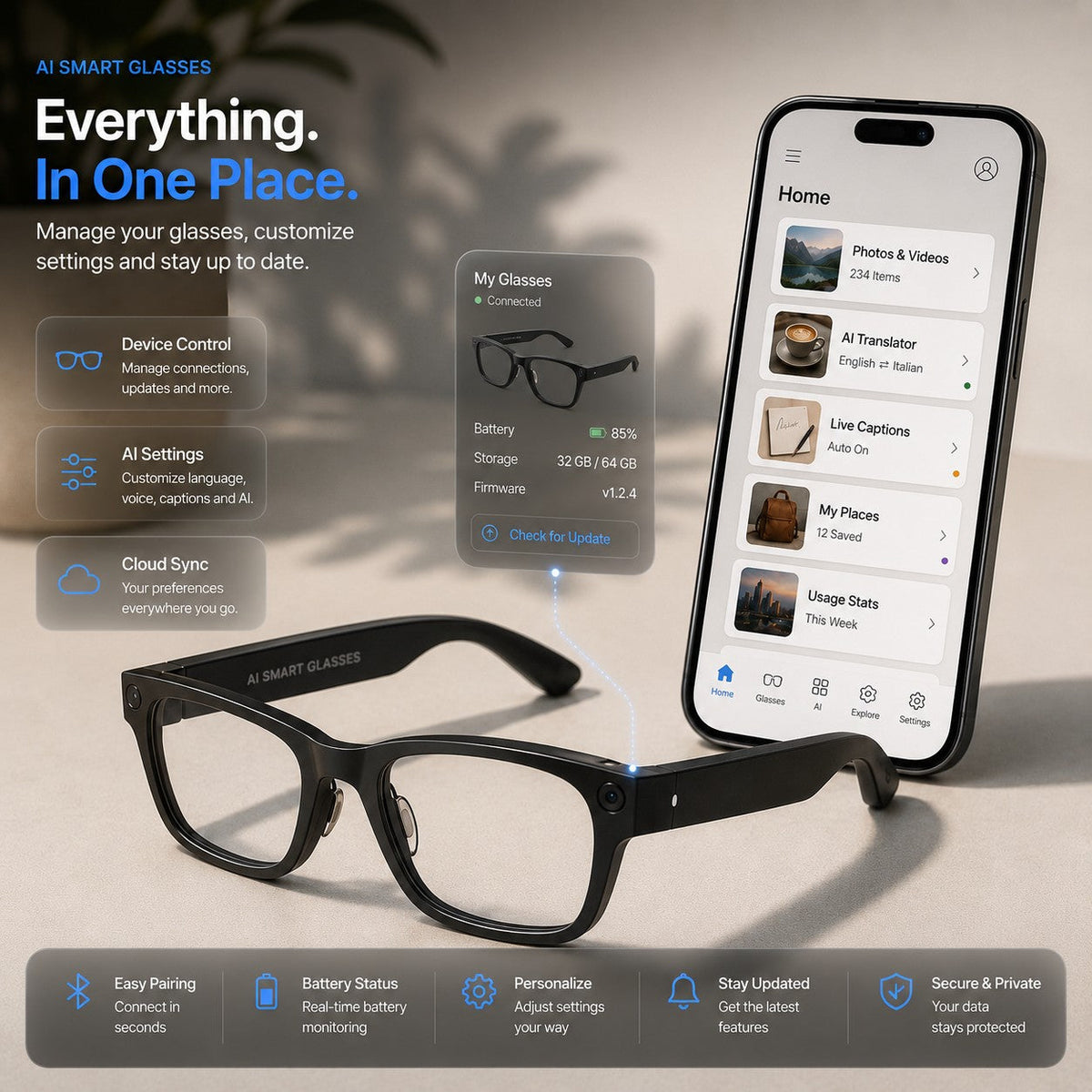 AI Smart Glasses 4K POV Camera | Multi-Language Translation & AR Navigation