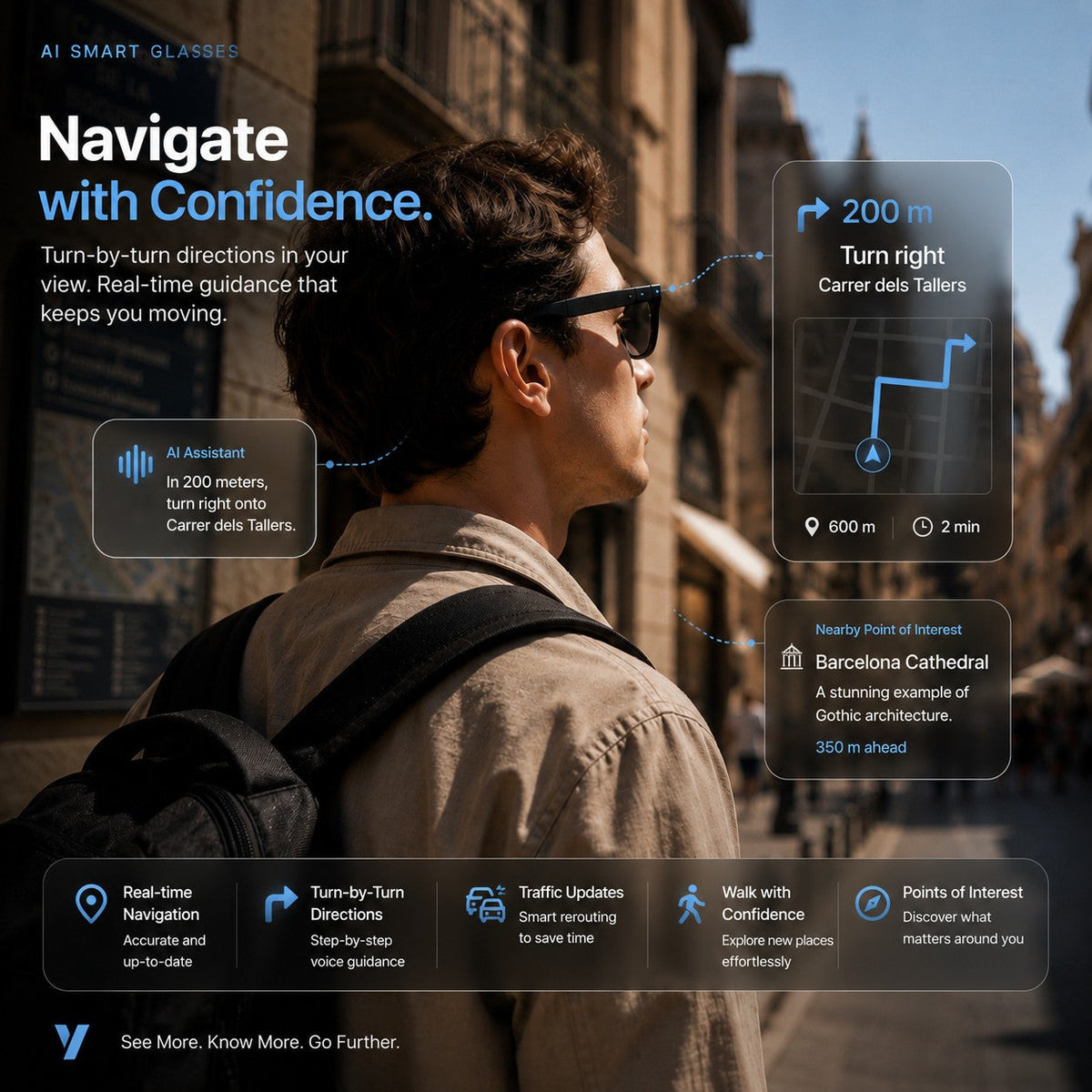 AI Smart Glasses 4K POV Camera | Multi-Language Translation & AR Navigation