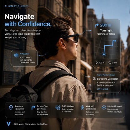 AI Smart Glasses 4K POV Camera | Multi-Language Translation & AR Navigation