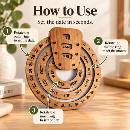 Perpetual calendar, wooden perpetual calendar