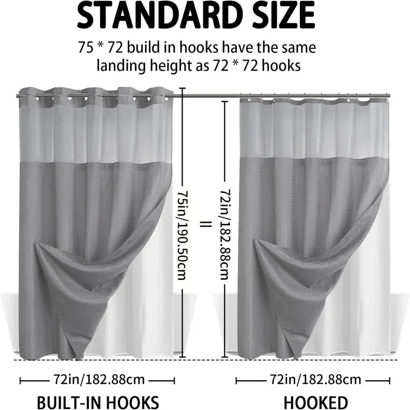 Double Layer Waffle-Pattern Shower Curtain