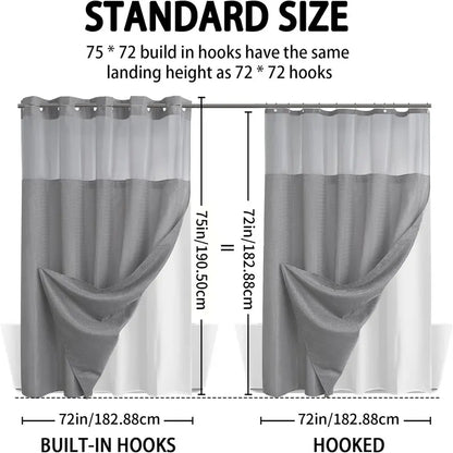 Double Layer Waffle-Pattern Shower Curtain