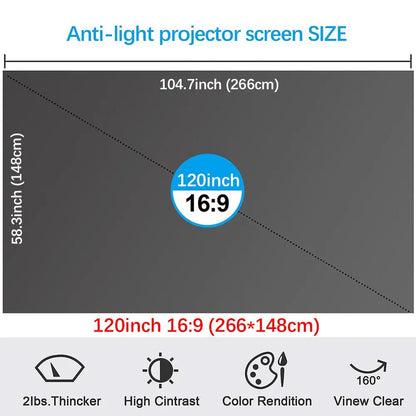 100inch 4K UHD Anti-Light Foldable Portable Projector Scree