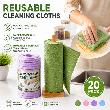 Tearable Reusable Cleaning Cloth Roll, Washable Absorbent Towels for Kitchen & Household Cleaning