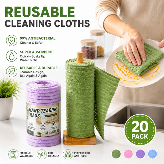 Tearable Reusable Cleaning Cloth Roll, Washable Absorbent Towels for Kitchen & Household Cleaning