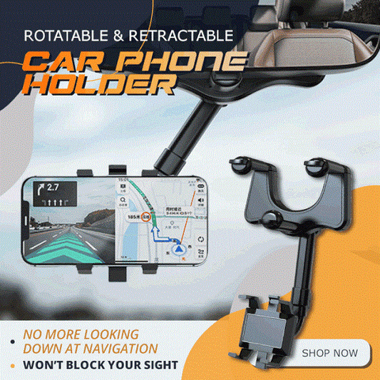 360 Rotatable and Retractable-Car Rearview Mirror Phone Holder