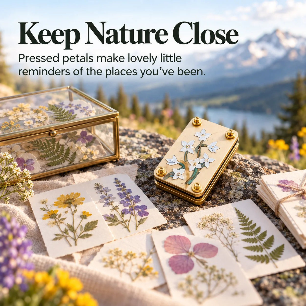 Mini Portable Flower Press | Pocket-Sized Botanical Press for Small Blooms, Petals & Keepsake Crafts