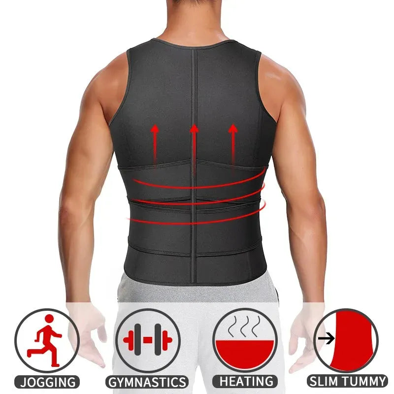 Men Body Shaper Sauna Vest Waist Trainer Double Belt