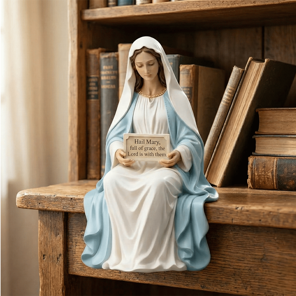 Peaceful Desk Companions Handcrafted Jesus & Virgin Mary Figurines
