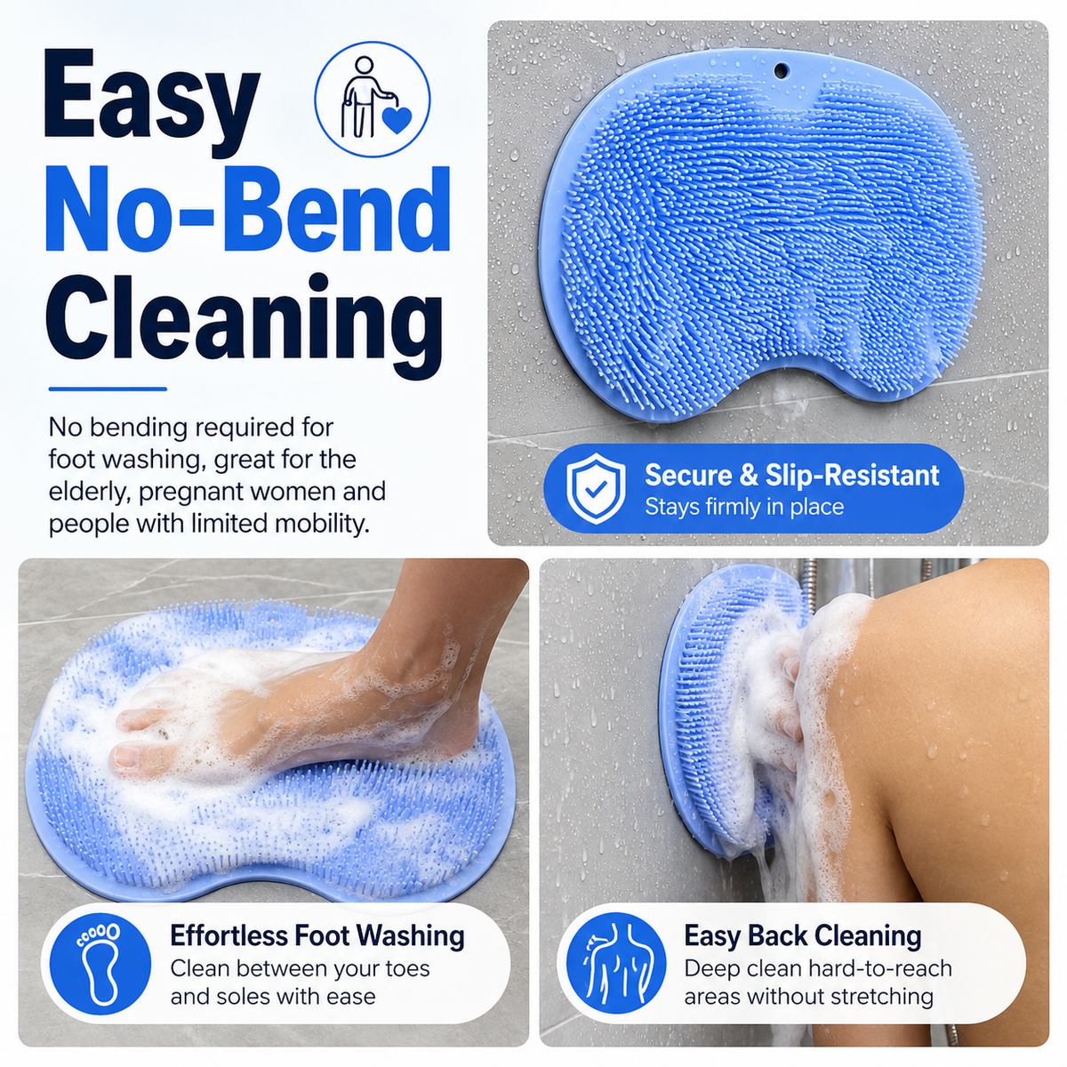 Back/Foot Shower Cleansing Brush - For Cleansing and Exfoliation