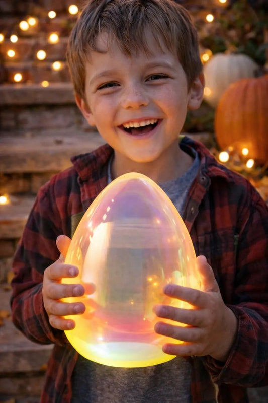 Easter Decor - Glowing Pearlescent Glass Egg Trio