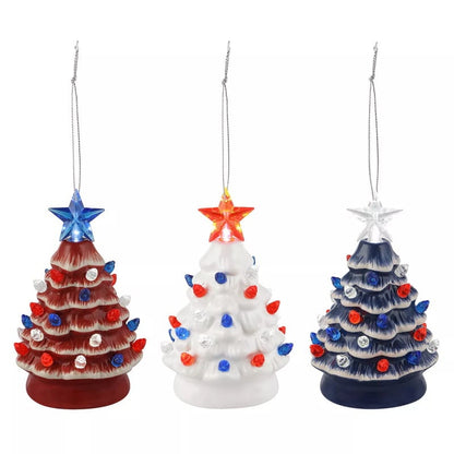 Mini 4.5-inch retro LED ceramic Christmas tree (lighted) suitable for holiday decor or as a gift