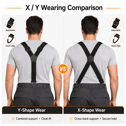 Heavy-Duty Men s Suspenders with Hook Clips Adjustable X/Y-Back Work Suspenders