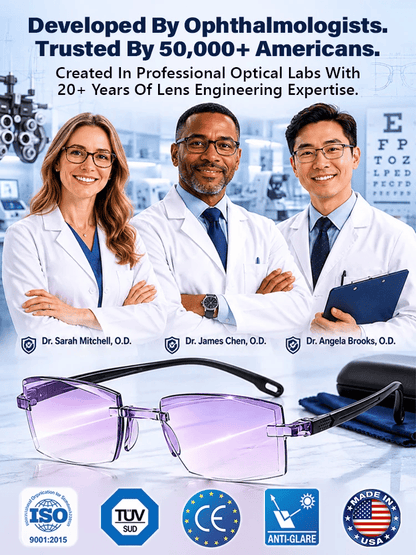 Rediscover Clear Vision Smart Zoom Diamond-Cut Reading Glasses