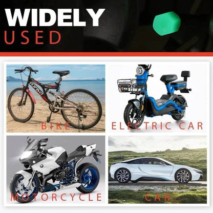 Glow-in-the-Dark Car Tire Valve Cap Set - Durable, Easy-to-Install, No-Tool-Required Accessories for Safe Night Driving