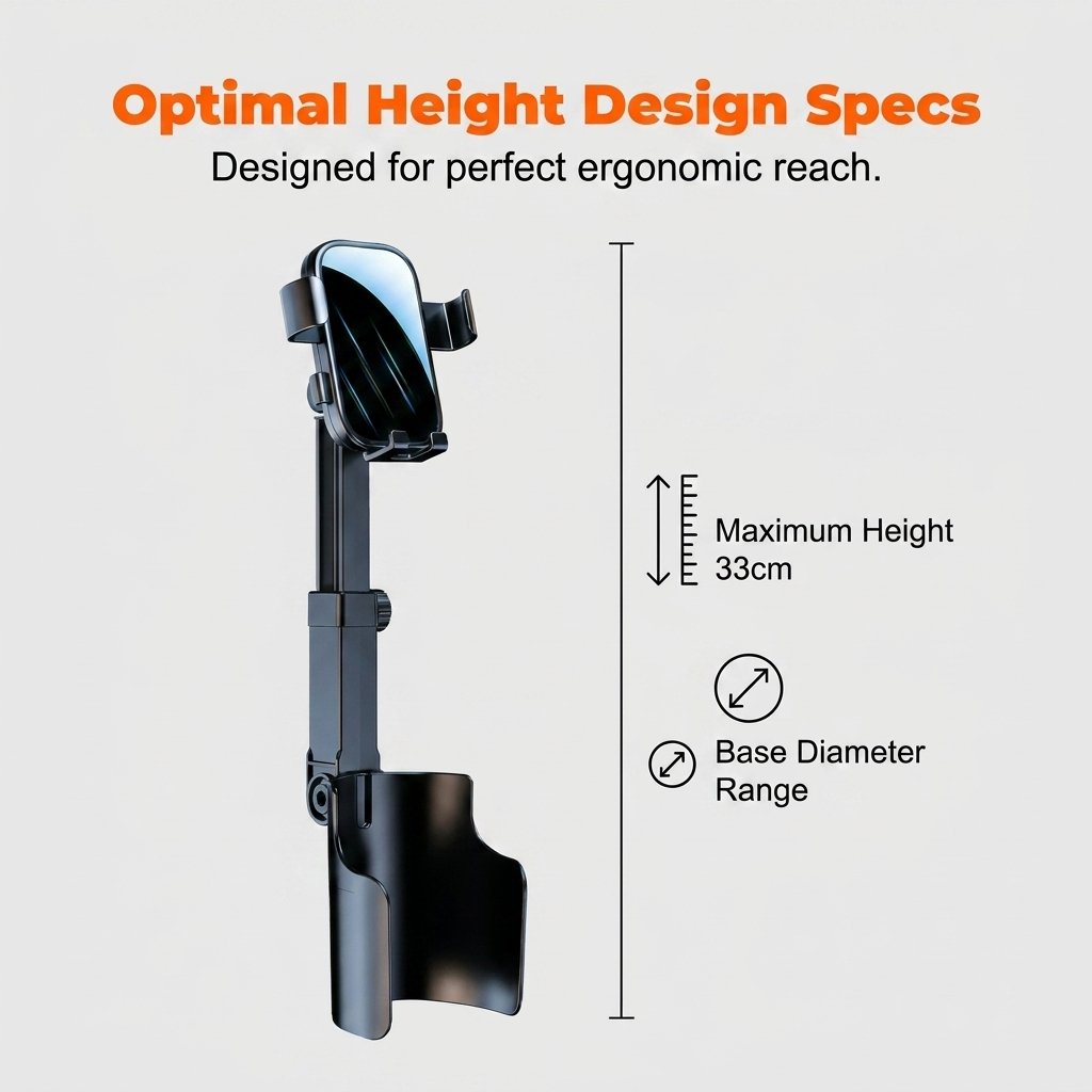 Car Cup Holder Phone Mount 360 Adjustable, Strong N52 Magnet, One-Handed Operation, Fits All Phones